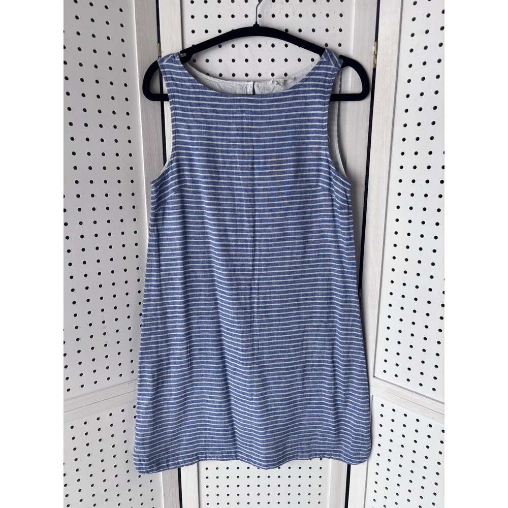 Beach Lunch‎ Lounge Women's XS Blue White Striped Linen Cotton Sleeveless Dress